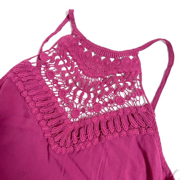 Rue21 Magenta Crop Top with Crochet Details (small) - Picture 3 of 6